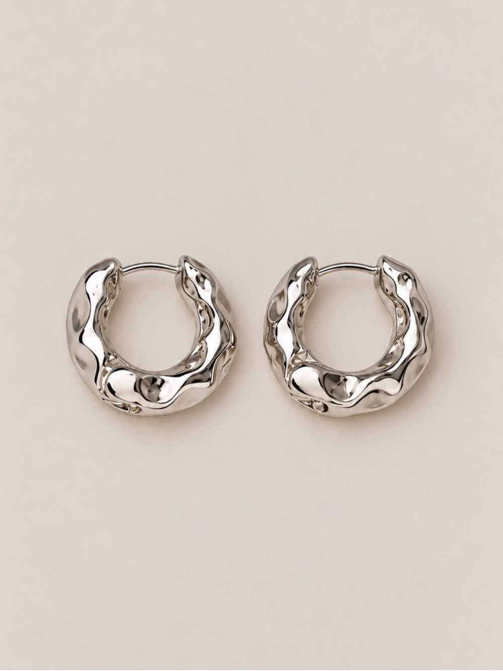 New! Silver Crinkle Huggie Hoop Earrings NWOT